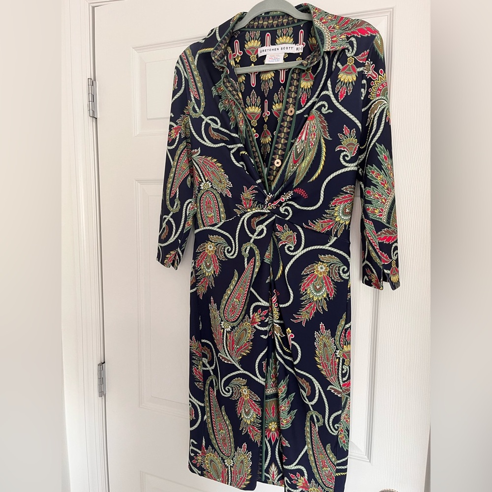 Gretchen Scott Designs Navy Paisley Dress